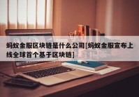 蚂蚁金服区块链是什么公司[蚂蚁金服宣布上线全球首个基于区块链]